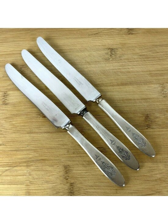 Oneida Other - Oneida Community Bird Of Paradise 3 Knives Silverplate Handle Stainless Blades